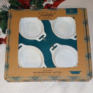 Mini Tasters Plates Bowls Porcelain Sauce Dip Appetizer Finger Food Minimalist